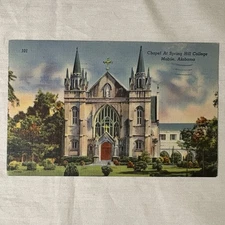 Spring Hill College Chapel Postcard Mobile AL Linen 1946 Postmarked Vintage