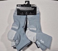Under Armour -Mens Perfomance Tech-Cushioned Quarter Socks Size 8.5-13