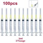 100Pcs Endo Irrigation & 3cc Syringe Kit 27Ga Yellow + Half-Cutting Tip