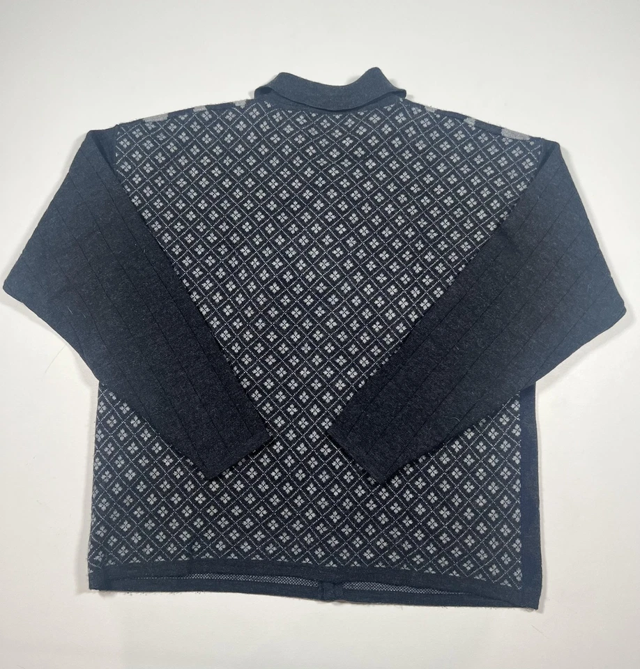 Perry Ellis Sweater Mens Large Argyle Button Up Merino Wool Knit Vintage Style - Image 2 of 4