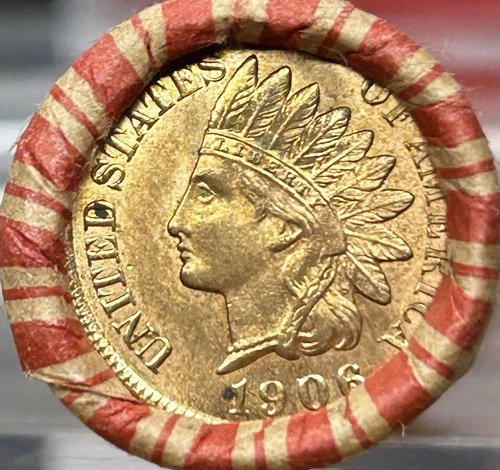 Unsearched Old Wheat Penny Roll Vintage Cents- Hi Grade BU 1906 Indian Head Cent