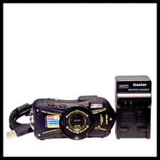 Ricoh WG-20 14.0MP Digital Camera - Black Battery Charger 16GB SD Card Cable