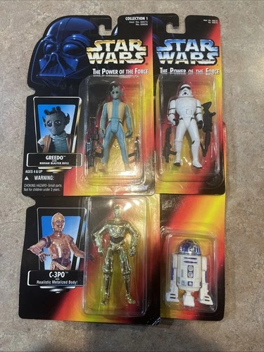 Star Wars Potf Greedo, Stormtrooper, C3PO And R2D2 Red Card