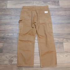 Vintage Round House Pants Mens 34x28 Brown Canvas Carpenter Double Knee USA