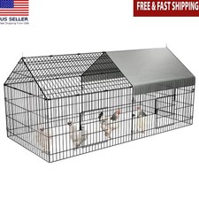 Outdoor Chicken Coop Portable Metal Run Pen Waterproof Cover Small Animals New