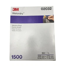 3M 02032 Wetordry Abrasive Sheet 1500 Grit 9 in x 11 in 2032 (50 sheets)