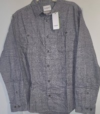 Goodfellow  Co Charcoal Gray Mens Midweight Flannel Button Up Shirt Size L NWT