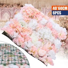 6Pcs Artificial Silk Flower Wall Panel Floral Backdrop Party Wedding Decoration