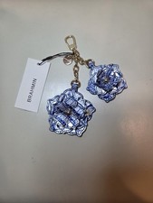NWT Brahmin Flower Duo Charm Coastal Blue Bag Charm Key Fob