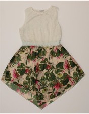 GUESS Womens Sleeveless Asymmetrical Dress UK 16 Large White Floral BR07