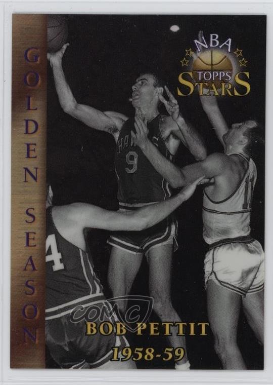 1996 Topps Stars Golden Season Finest Refractor Bob Pettit #85 HOF 09is