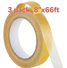 3 Pack, Double Sided Heavy Duty Fabric Mounting Tape, .8in X 66ft