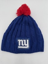 New York Giants Hat Cap Knit Pom Womens Blue Red NFL Football Team Apparel