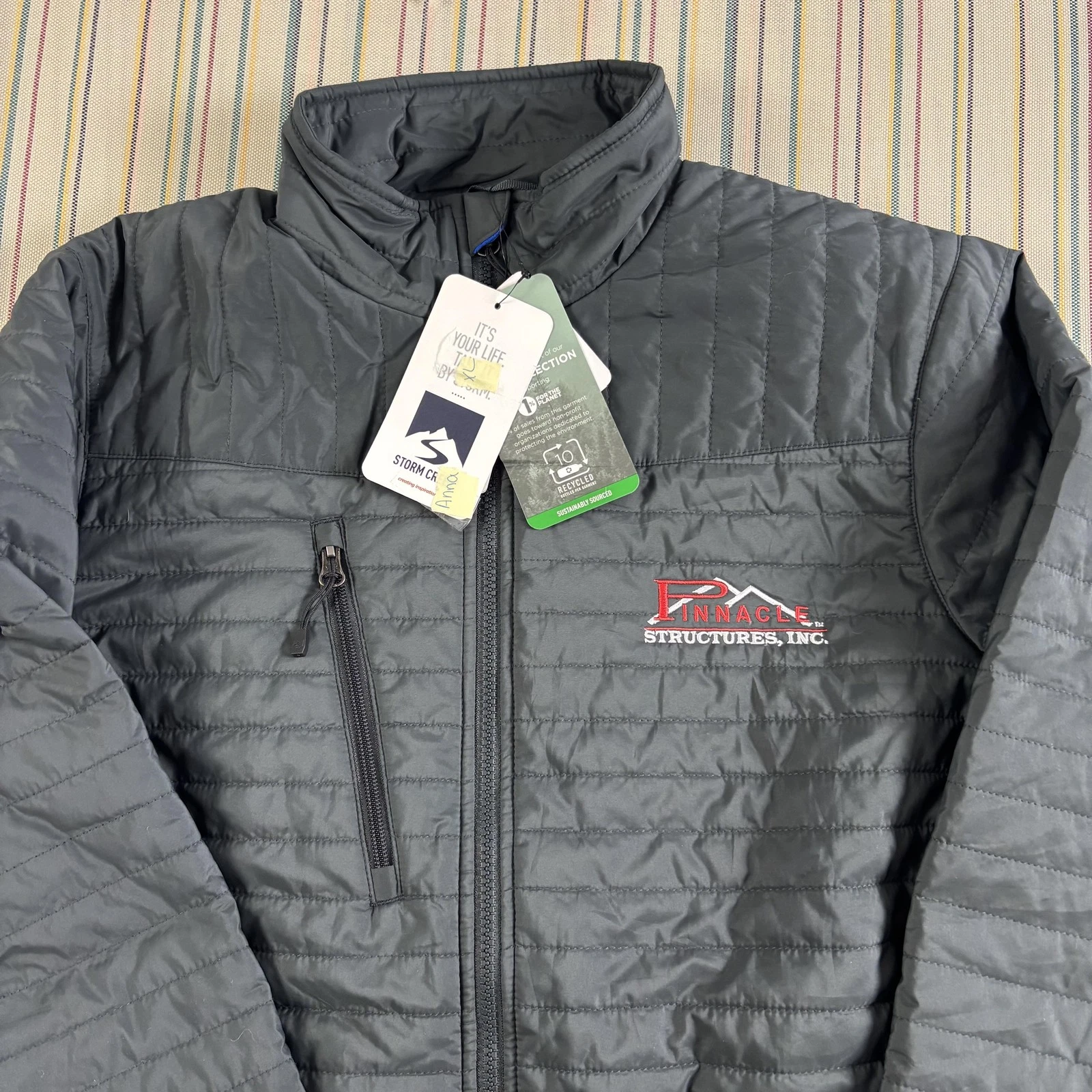 Storm Creek Jacket Womens XL Gray Quilted Insulated Full Zip Pinnacle Logo
