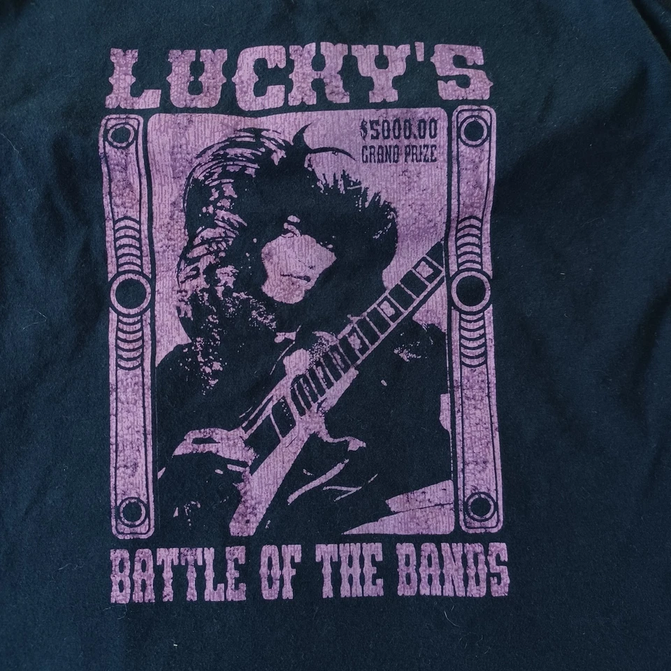 Y2K Lucky Brand 背心上衣女式 S 黑色 Battle of the Bands 图形架文胸 — 第 4/4 张图片