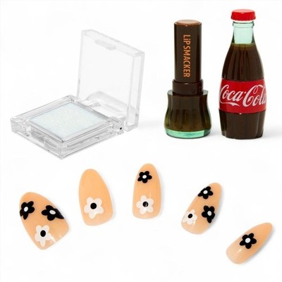 Claire's Coca-Cola Lip Smacker Balm, Faux Nails Set & Iridescent Eyeshadow