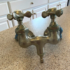 Chrome Brass Bridge Bathroom Sink Faucet 8in 2-Hole Deck Mount Cross Handles