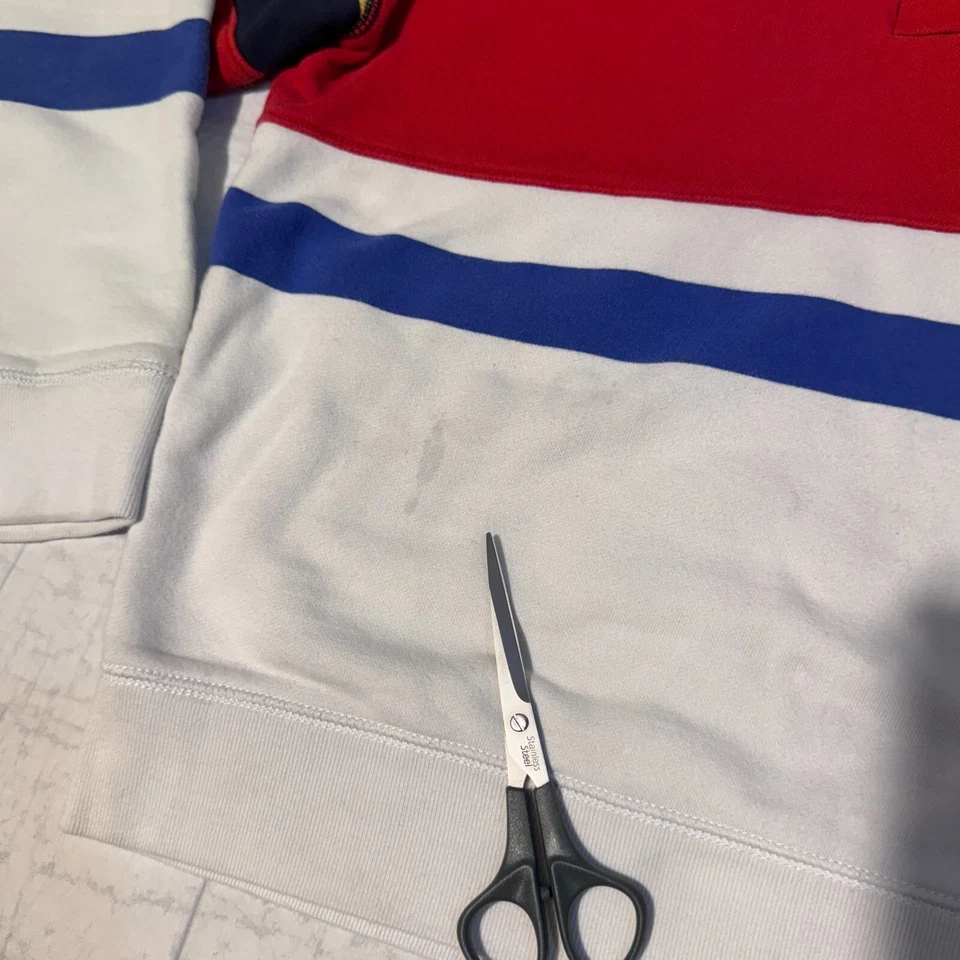 Suéter Sudadera Nautica 1/4 Cremallera Cuello Ajuste Activo Talla L Rojo Amarillo Foto 2 de 4