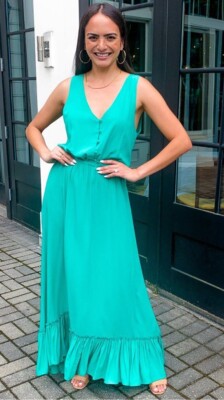 slim fit dress slacks Katelyn Velvet Maxi Wrap Dress