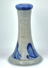 Vintage 1989 ROWE  Pottery 5 1/4” Candlestick Holder Salt Glaze (Blue)  USA
