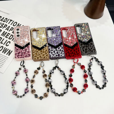 Bling Glitter Diamond Case for Samsung Galaxy Z Fold 7 6 5 4 with Bracelet Chain