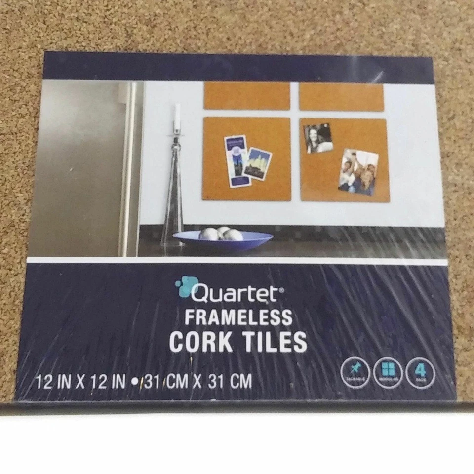 Quartet Pack of 4 Frameless Natural Cork Tiles Boards 12x12 inches New - Image 4 of 4
