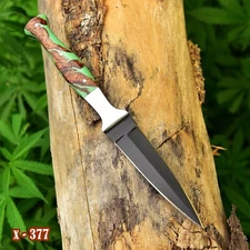 handmade Damascus steel hunting dagger fixed blade boot knife Double-Edged PRO M