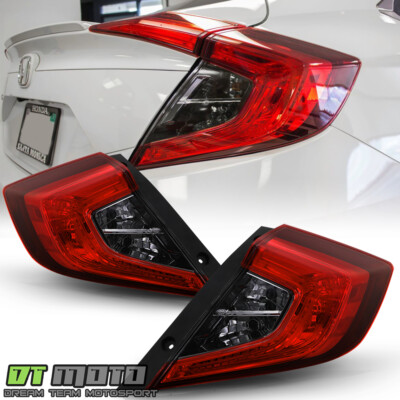 Red Smoked Tail Light For 2016-2020 Honda Civic Sedan Outer Lamps Left+ Right