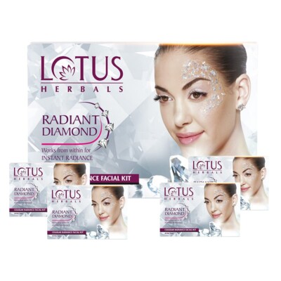 Lotus Herbals Radiant Diamond Cellular Radiance 4 In 1 Facial Kit - 4x37g