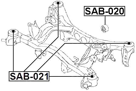 SAB-020 Febest REAR CROSSMEMBER BUSHING 41322-AJ000, 20152-AG060, 41322-AG000, 2 - Picture 2 of 4