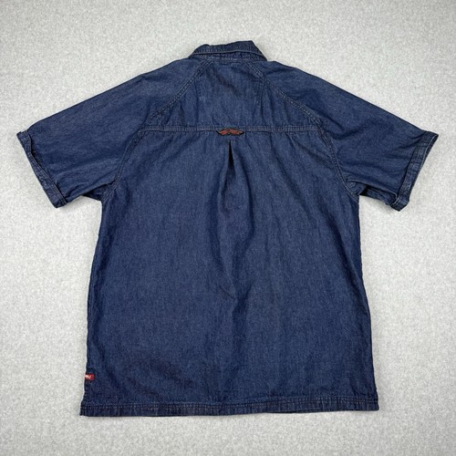 Vintage Fubu Shirt Mens XL Blue Denim Y2K Button Up Shacket Hip Hop Streetwear - Picture 8 of 13