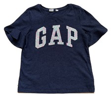 Gap Kids Sequin Bling Sparkle Detail Logo Bell Sleeve Navy Blue Girls Medium 8-9