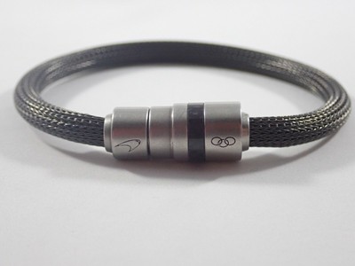 LINKS OF LONDON McLAREN WOVEN MESH BRUSHED STAINLESS STEEL 7" BANGLE