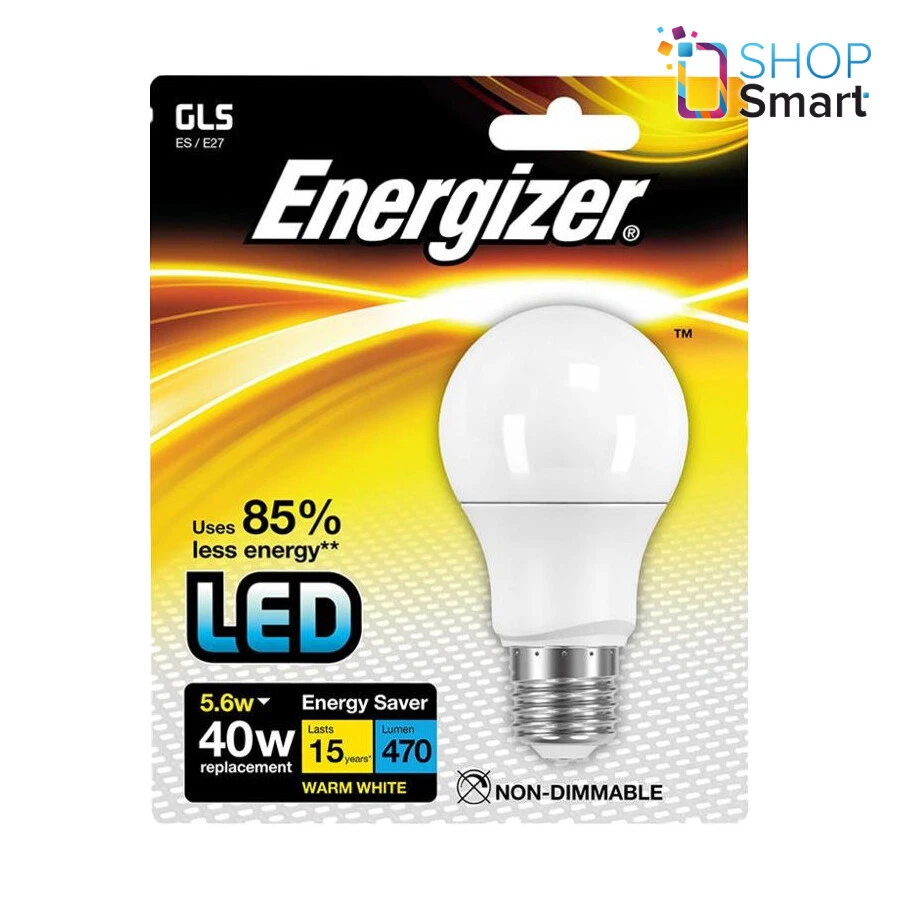 Apt Zich afvragen combinatie ENERGIZER LED LIGHT BULB GLS E27 S8703 WARM WHITE 2700K 5.6W 40W 470 LUMENS  NEW | eBay