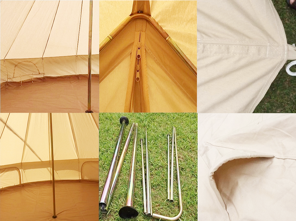 4 Season Outdoor Glamping 13FT Canvas Bell Yurt Tent for 4-6