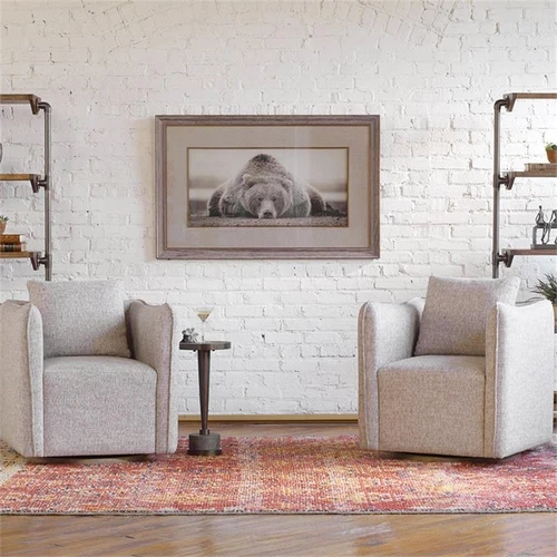 Uttermost Deep Sleep Traditional Wood and Glass Bear Print in Brown/White - Picture 3 of 5