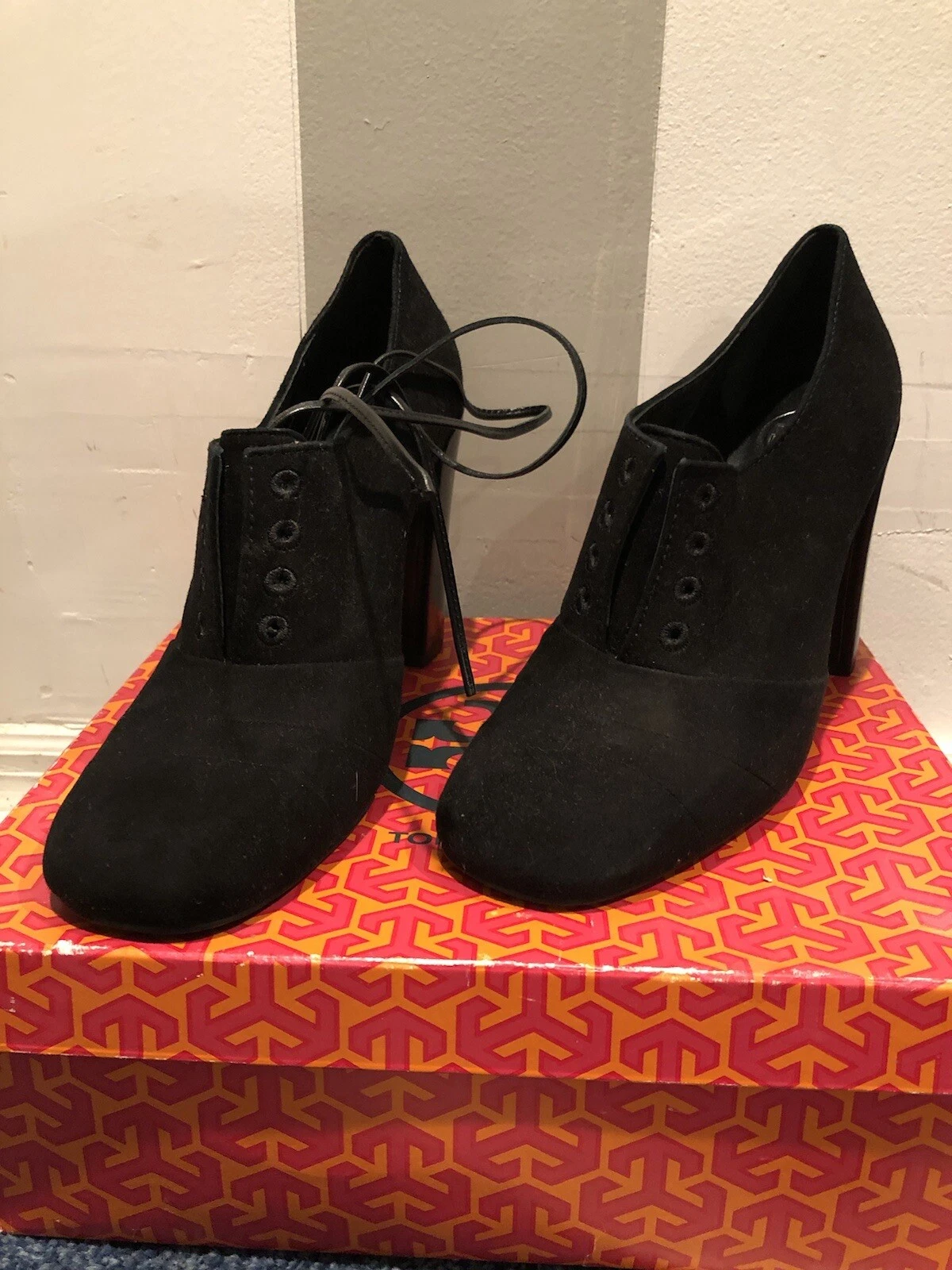 TORY BURCH Stella Smoke Suede SOLID OXFORD Scarpe scamosciate nere Scarpe da festa