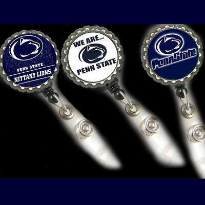 PENN STATE NITTANY LIONS lot of 3 work Retractable Reel ID Badge Holder nurse