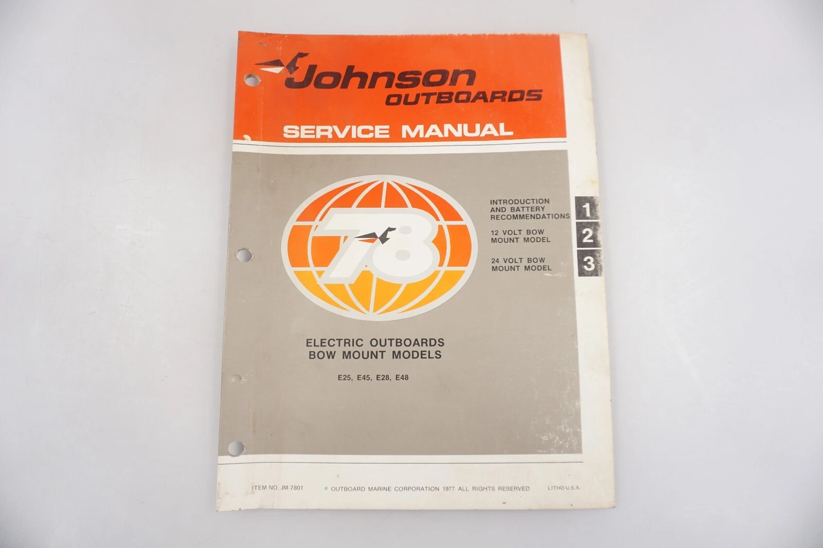 1978 OEM Johnson Electric Outboards Bow Mount Models Service Shop Manual JM-7801