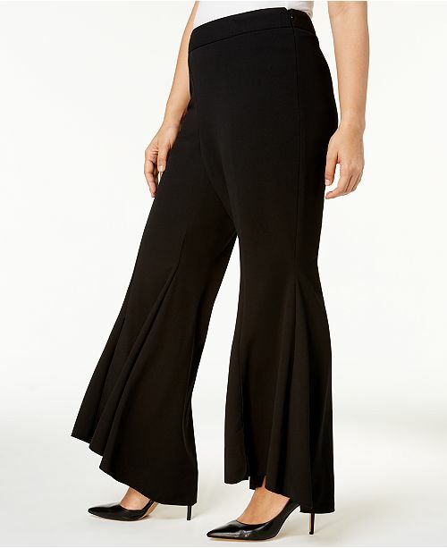 Inc 5971 Plus Size 14w Womens Black Solid Flare Pants Tulip-hem for sale online | eBay