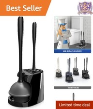 Toilet Plunger and Brush Combo Black 2-in-1 High Power Cleaning Set