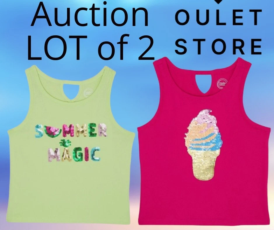 LOT of 2 Wonder Nation Girls XL 14-16 PLUS Embellished Tank Top ice cream NEW - Picture 1 of 17