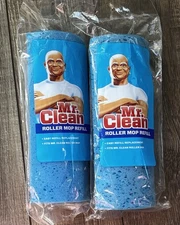 Lot Of 2 MR. CLEAN Roller Mop Refills Easy Replacements Sponge Head NEW