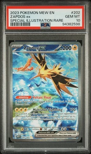POKEMON 2023 ZAPDOS ex SPECIAL ILLUSTRATION RARE MEW EN-151 #202 PSA 10