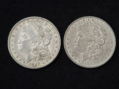 1882-O & 1882-O Morgan Silver Dollars XF-AU #4 NICE!