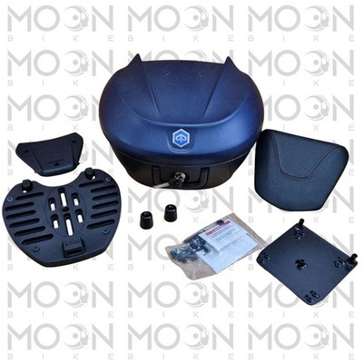 Kofferset 36Lt Planet Blue Matt mit Original Piaggio Beverly 300 Platte