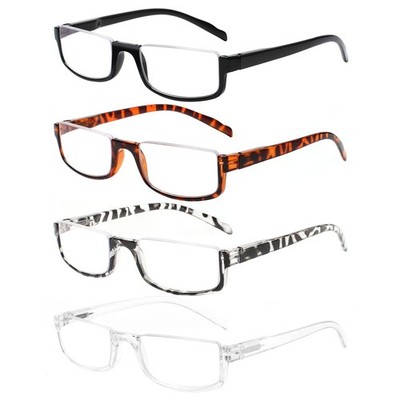 Henotin 4 Pair Reading Glasses for Women Men Readers Half Moon Medium, A-mix