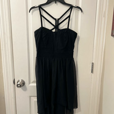 Windsor Black Strappy Dress Size 11 High Low Chiffon Skirt Party Dress
