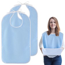 2 Pack Washable Adults Bibs Reusable Waterproof Large Bibs for Eating Feeding