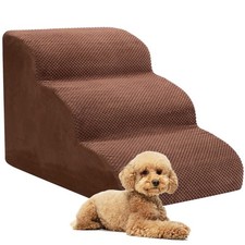 Dog Stairs for Small Dogs, 3 Tiers High Density Foam Dog Ramp, Extra Wide Non...